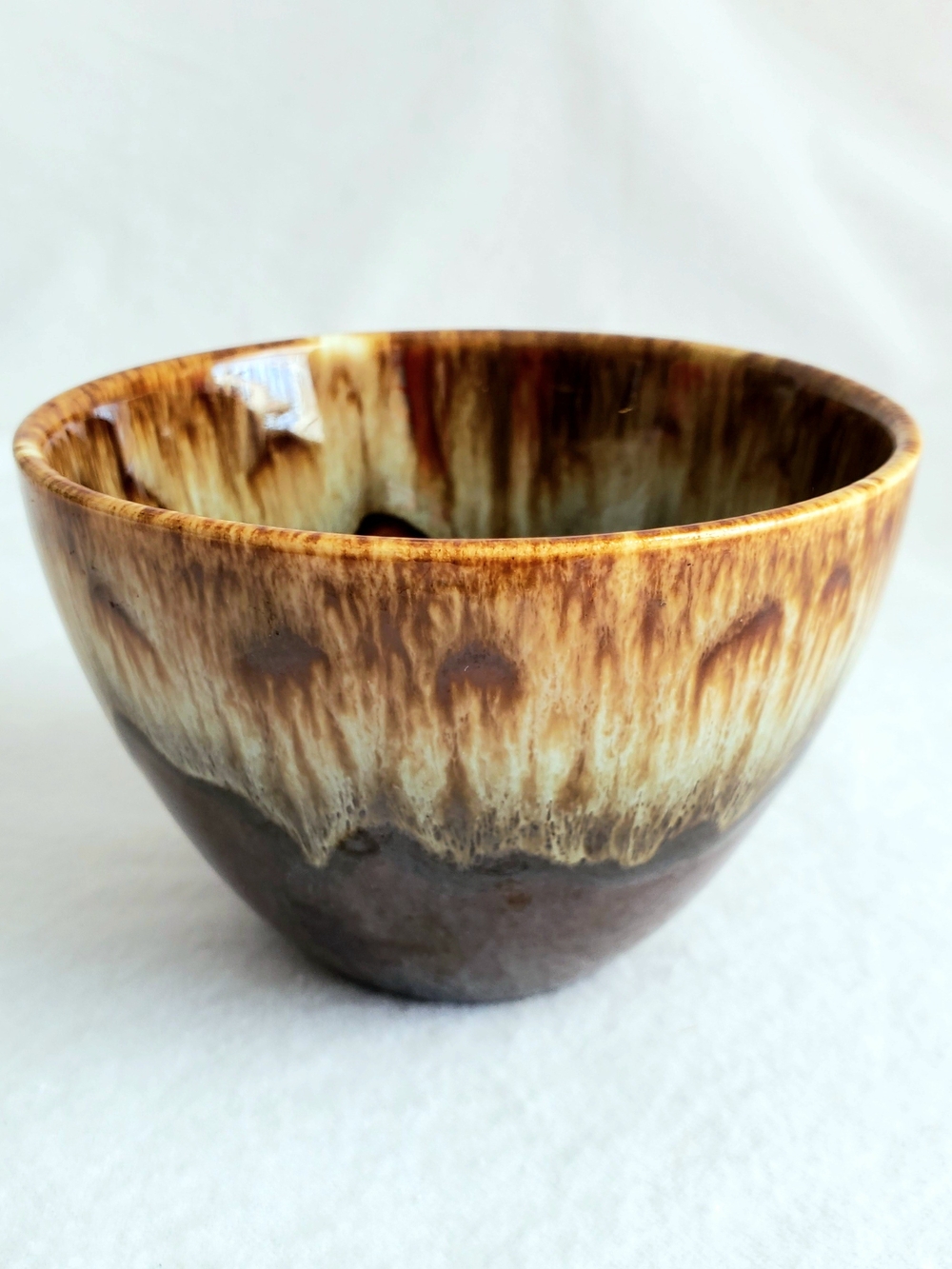 Set Of 2 Vintage Canonsburg Brown Drip Glaze Made In USA Rice Bowl 4.5" X 3"
